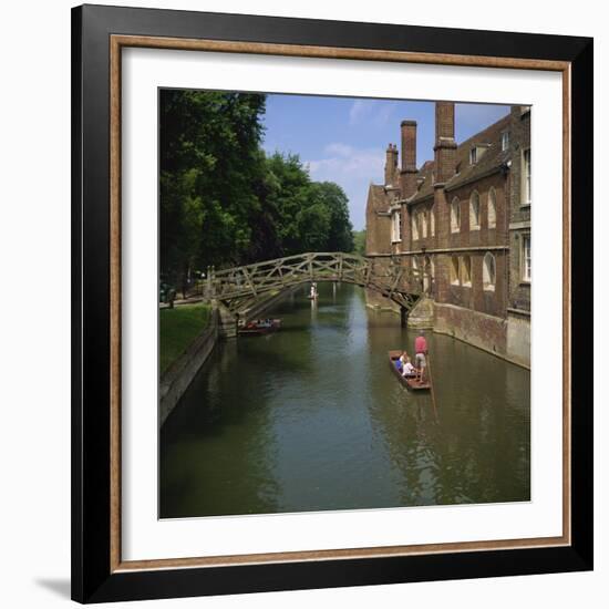 Queens College and Mathematical Bridge, Cambridge, Cambridgeshire, England, United Kingdom, Europe-Roy Rainford-Framed Photographic Print