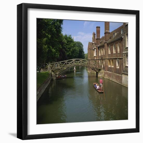 Queens College and Mathematical Bridge, Cambridge, Cambridgeshire, England, United Kingdom, Europe-Roy Rainford-Framed Photographic Print