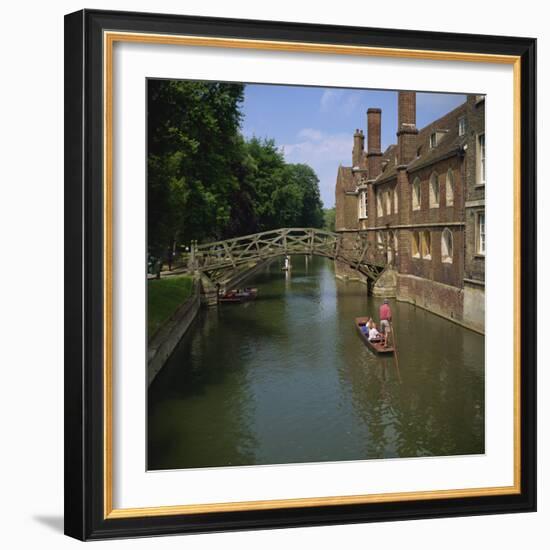 Queens College and Mathematical Bridge, Cambridge, Cambridgeshire, England, United Kingdom, Europe-Roy Rainford-Framed Photographic Print