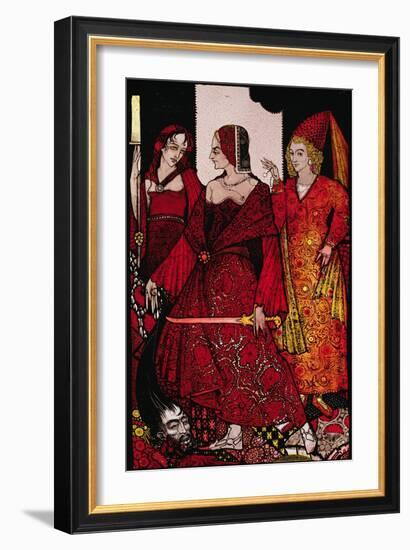 "Queens Who Cut the Hogs of Glanna..." Illustration by Harry Clarke from 'Queens' by J.M. Synge-Harry Clarke-Framed Giclee Print