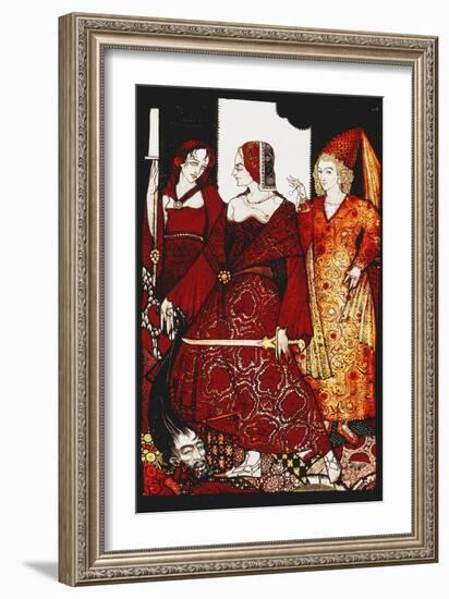 Queens Who Cut the Hogs of Glanna...'. 'Queens', Nine Glass Panels Acided, Stained and Painted,…-Harry Clarke-Framed Giclee Print