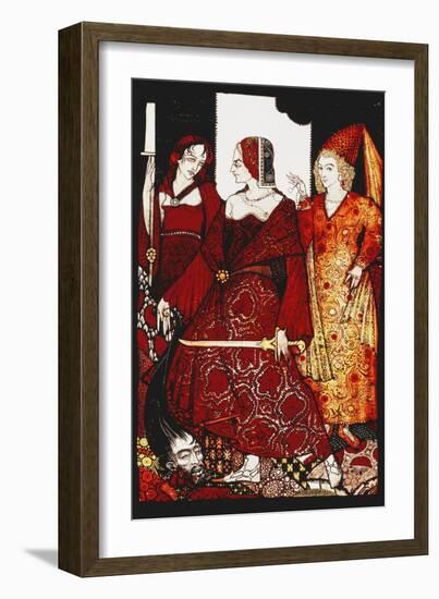 Queens Who Cut the Hogs of Glanna...'. 'Queens', Nine Glass Panels Acided, Stained and Painted,…-Harry Clarke-Framed Giclee Print