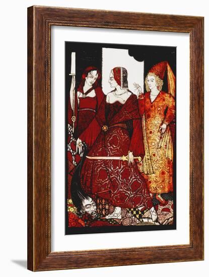 Queens Who Cut the Hogs of Glanna...'. 'Queens', Nine Glass Panels Acided, Stained and Painted,…-Harry Clarke-Framed Giclee Print