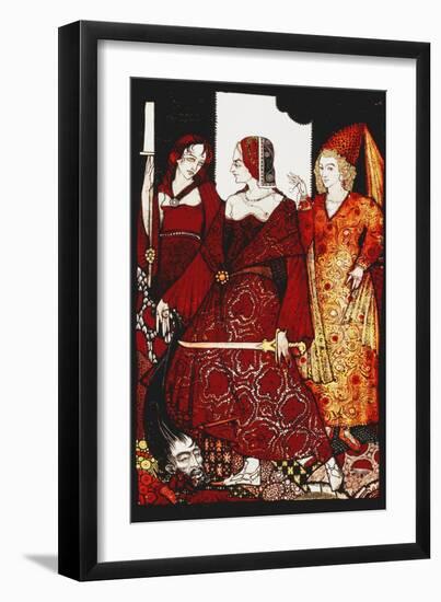 Queens Who Cut the Hogs of Glanna...'. 'Queens', Nine Glass Panels Acided, Stained and Painted,…-Harry Clarke-Framed Giclee Print