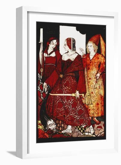 Queens Who Cut the Hogs of Glanna...'. 'Queens', Nine Glass Panels Acided, Stained and Painted,…-Harry Clarke-Framed Giclee Print