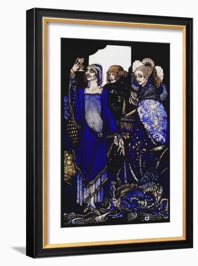 Queens Who Wasted the East by Proxy....'. 'Queens', Nine Glass Panels Acide-Harry Clarke-Framed Giclee Print