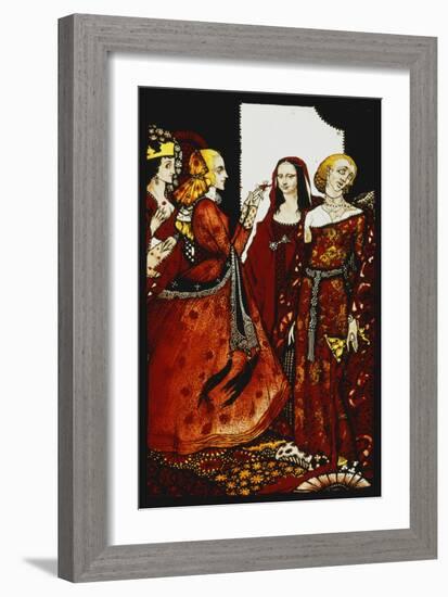 Queens Whose Finger Once Did Stir Men'. 'Queens', Nine Glass Panels Acided, Stained and Painted,…-Harry Clarke-Framed Giclee Print