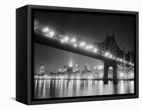 Queensboro Bridge and Manhattan at Night-Bettmann-Framed Premier Image Canvas