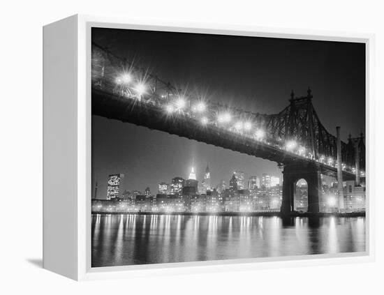 Queensboro Bridge and Manhattan at Night-Bettmann-Framed Premier Image Canvas