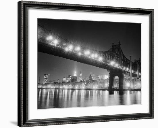 Queensboro Bridge and Manhattan at Night-Bettmann-Framed Photographic Print