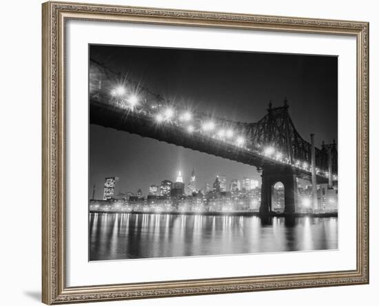 Queensboro Bridge and Manhattan at Night-Bettmann-Framed Photographic Print