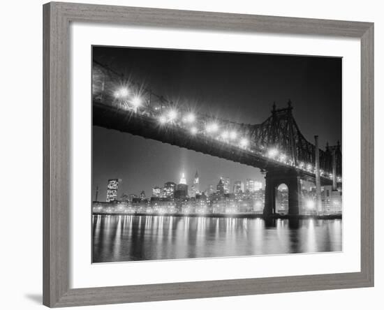 Queensboro Bridge and Manhattan at Night-Bettmann-Framed Photographic Print