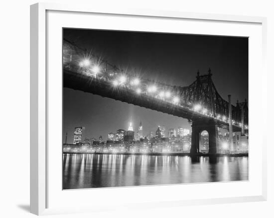 Queensboro Bridge and Manhattan at Night-Bettmann-Framed Photographic Print