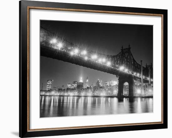 Queensboro Bridge and Manhattan at Night-Bettmann-Framed Photographic Print