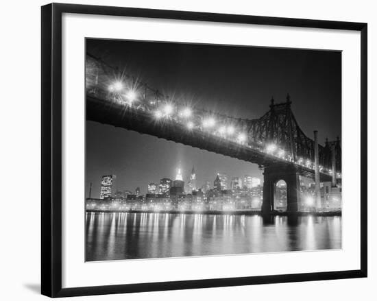 Queensboro Bridge and Manhattan at Night-Bettmann-Framed Photographic Print