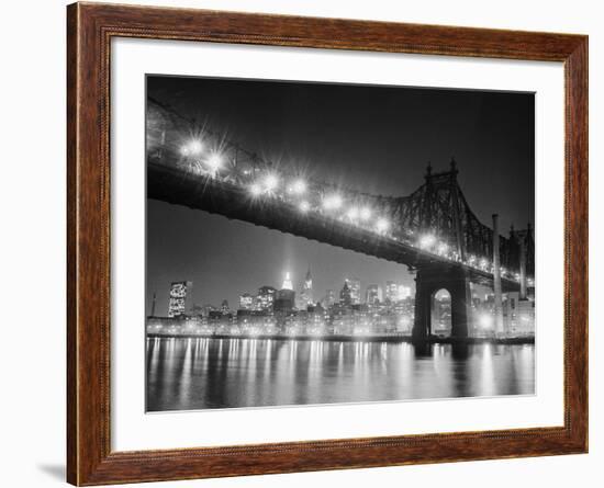 Queensboro Bridge and Manhattan at Night-Bettmann-Framed Photographic Print