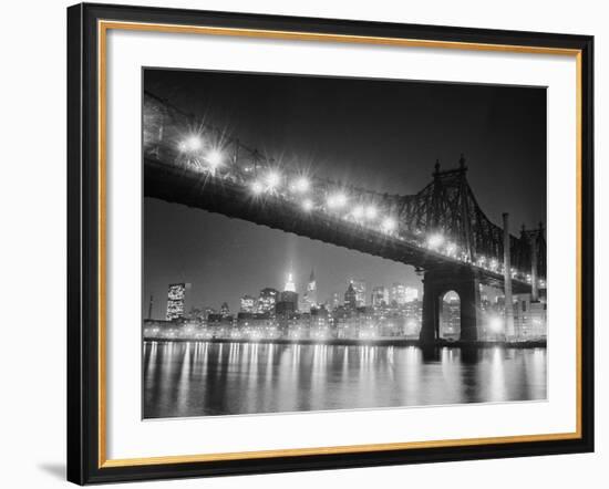 Queensboro Bridge and Manhattan at Night-Bettmann-Framed Photographic Print