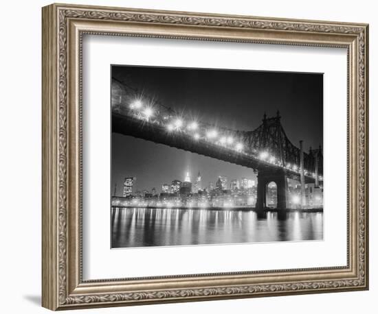 Queensboro Bridge and Manhattan at Night-Bettmann-Framed Photographic Print