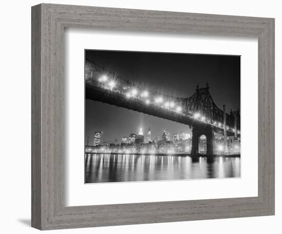 Queensboro Bridge and Manhattan at Night-Bettmann-Framed Photographic Print