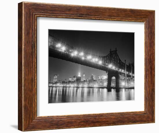 Queensboro Bridge and Manhattan at Night-Bettmann-Framed Photographic Print