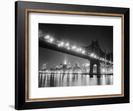 Queensboro Bridge and Manhattan at Night-Bettmann-Framed Photographic Print