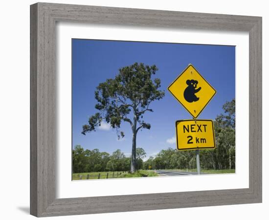 Queensland, Fraser Coast, Maryborough, Koala Crossing Sign on the Bruce Highway, Australia-Walter Bibikow-Framed Photographic Print