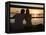 Queensland, Fraser Island, A Couple with Video Camera in Hand Watch Sunset from a Pier, Australia-Andrew Watson-Framed Premier Image Canvas