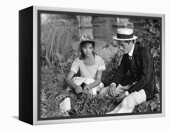 Quelle joie by vivre by Rene Clement with Barbara Lass and Alain Delon, 1961 (b/w photo)-null-Framed Stretched Canvas