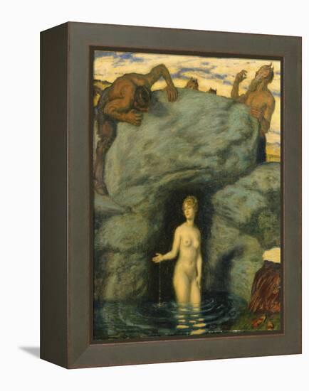 Quellnymphe von Faunen belauscht. 1911-Franz von Stuck-Framed Premier Image Canvas