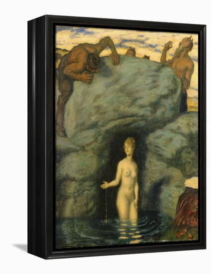 Quellnymphe von Faunen belauscht. 1911-Franz von Stuck-Framed Premier Image Canvas