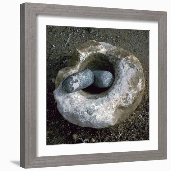 Quern for grinding corn, Neolithic-Unknown-Framed Giclee Print