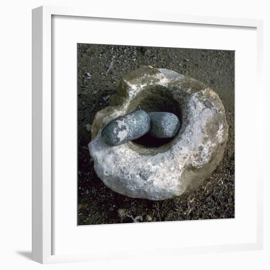 Quern for grinding corn, Neolithic-Unknown-Framed Giclee Print