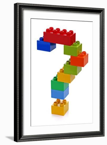 Question Mark Made from Plastic Building Blocks-Flynt-Framed Art Print