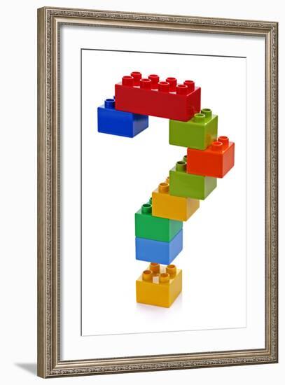 Question Mark Made from Plastic Building Blocks-Flynt-Framed Art Print