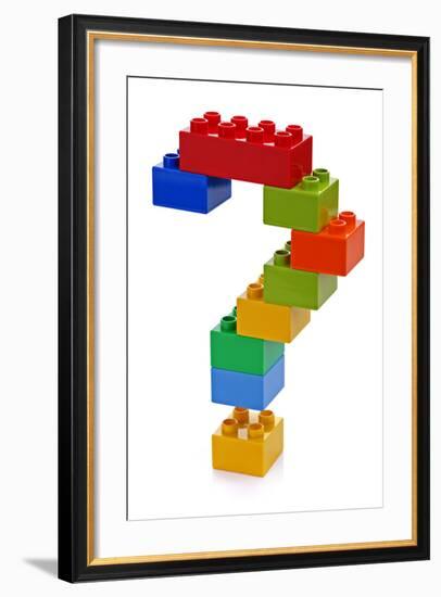 Question Mark Made from Plastic Building Blocks-Flynt-Framed Art Print