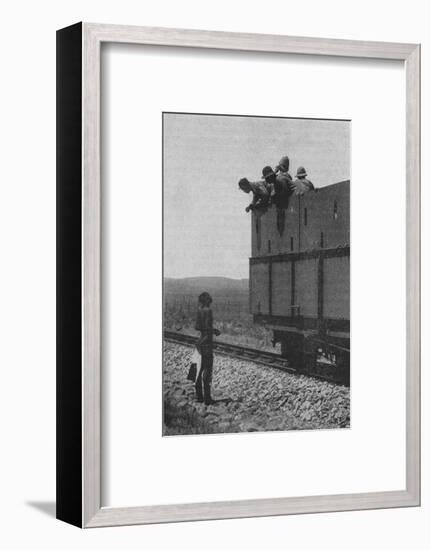 'Questioning a Zulu to the Whereabouts of the Boers', 1902-Unknown-Framed Photographic Print