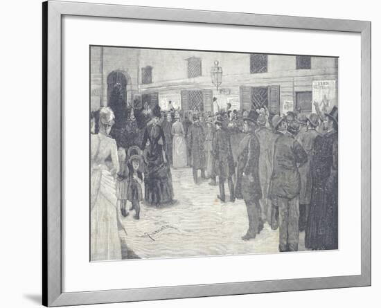 Queue at the Door of the Gallery at La Scala Theatre in Milan for the Opening Night of Othello-null-Framed Giclee Print