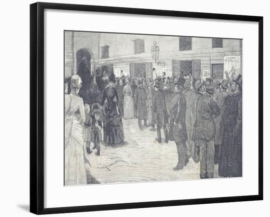 Queue at the Door of the Gallery at La Scala Theatre in Milan for the Opening Night of Othello-null-Framed Giclee Print