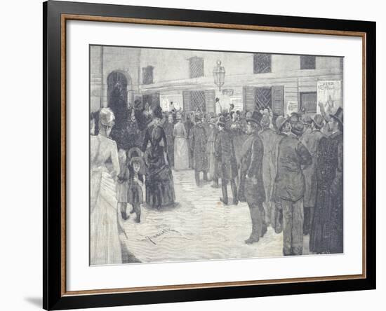 Queue at the Door of the Gallery at La Scala Theatre in Milan for the Opening Night of Othello-null-Framed Giclee Print