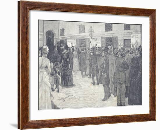 Queue at the Door of the Gallery at La Scala Theatre in Milan for the Opening Night of Othello-null-Framed Giclee Print