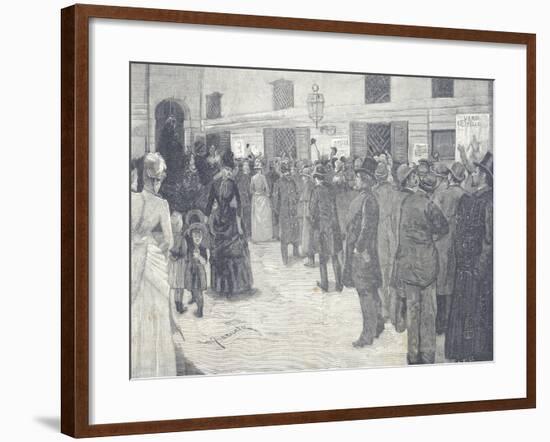 Queue at the Door of the Gallery at La Scala Theatre in Milan for the Opening Night of Othello-null-Framed Giclee Print