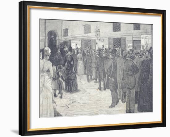 Queue at the Door of the Gallery at La Scala Theatre in Milan for the Opening Night of Othello-null-Framed Giclee Print