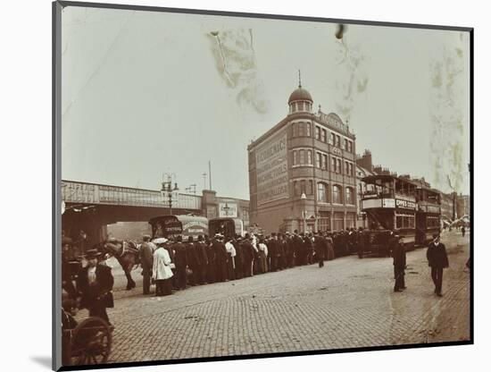 Queue of people at a bus stop in the Blackfriars Road, London, 1906-Unknown-Mounted Photographic Print