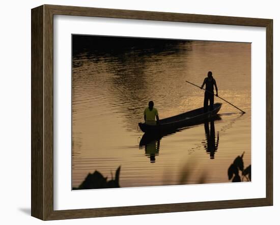 Quichua Indians Poling Dugout Canoe, Amazon Rain Forest, Ecuador-Pete Oxford-Framed Photographic Print