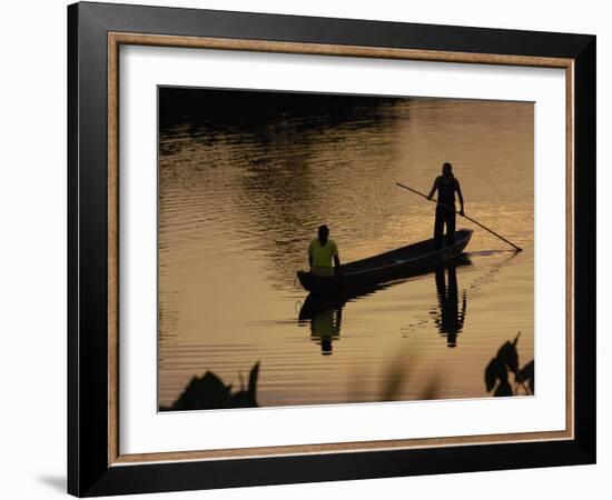 Quichua Indians Poling Dugout Canoe, Amazon Rain Forest, Ecuador-Pete Oxford-Framed Photographic Print