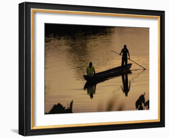 Quichua Indians Poling Dugout Canoe, Amazon Rain Forest, Ecuador-Pete Oxford-Framed Photographic Print