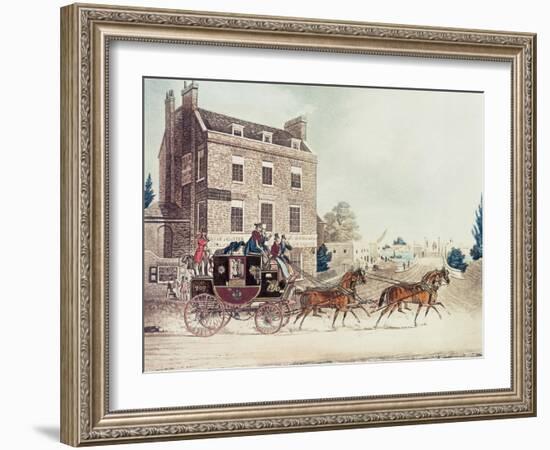 Quicksilver Royal Mail Passing the Star and Garter at Kew Bridge, 1835-James Pollard-Framed Giclee Print