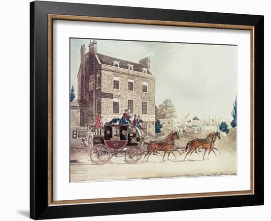 Quicksilver Royal Mail Passing the Star and Garter at Kew Bridge, 1835-James Pollard-Framed Giclee Print