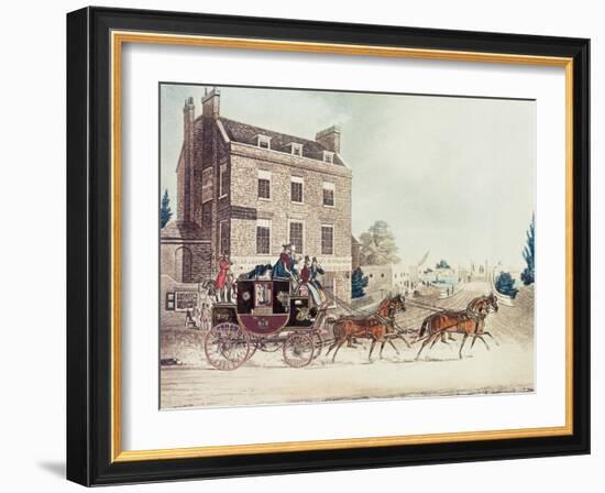 Quicksilver Royal Mail Passing the Star and Garter at Kew Bridge, 1835-James Pollard-Framed Giclee Print