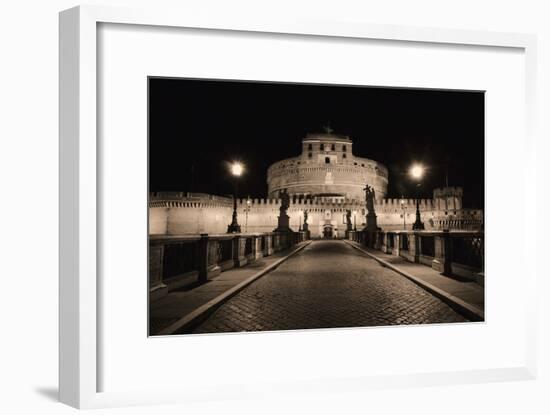 Quiet Night at Castle Sant Angelo, Rome, Italy-George Oze-Framed Photographic Print